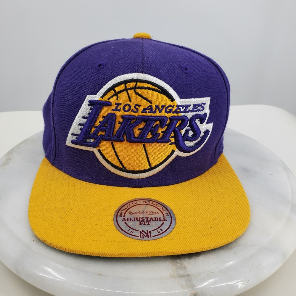 Mitchell & Ness Los Angeles Lakers Snapback Hat Purple Yellow Hardwood Classics‎